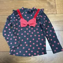 赤いリボン水玉模様の長袖 100cm