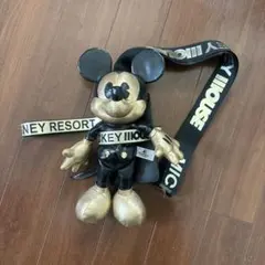 ミッキーマウス スマホショルダーストラップ ゴールド/ブラック