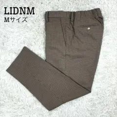 【美品】 リドム 茶系 チェック柄 スラックス M センタープレス LIDNM
