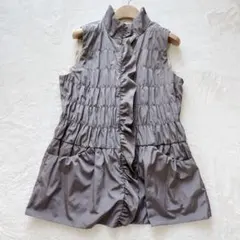 【極美品】バイスバーサ ベスト ジレ フリル 丈長 リバーシブル 38 M