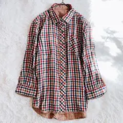 ジーアールエヌ リバーシブルシャツ チェック 長袖 カジュアル (M) 綿100