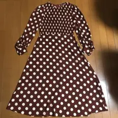 【美品】ZARA ザラ ボウタイ ドット シャツロングワンピース Sサイズ