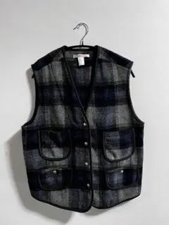 チェック柄 ウールベスト イタリア製 古着 レア