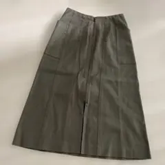 値下げ　レディース　デニム　スカート　カーキ