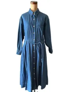 良色 90s ビンテージ デニム シャツ ワンピース ロング xpvのサムネイル