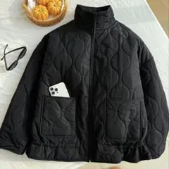 ブラック キルティングジャケット3L