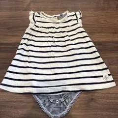 PETIT BATEAU ボーダー ワンピース ロンパース 12m/74cmのサムネイル