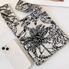 おしゃれ❤️ エレガント❤️ 新作 ニットバッグ ニットトート バッグ 花柄 韓国