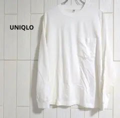 未使用 ユニクロ ポケット付き 長袖Tシャツ 白 ホワイト Lのサムネイル