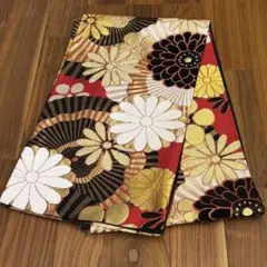 袋帯 振袖用 西陣織 正絹 中古 赤 黒 花so423