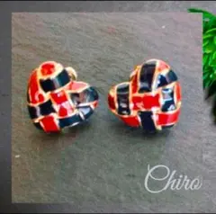 ハート型ピアス レトロ アンティーク ヴィンテージ フレンチ エレガント 立体