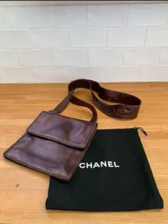 CHANEL ブラウンレザーショルダーバッグ