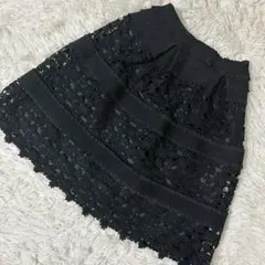 ［良品］MIIA レーススカート ブラック F
