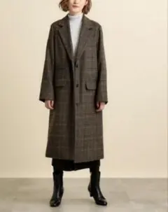 未使用美品 grove チェックチェスターコート ブラウン LLサイズ タグ付き