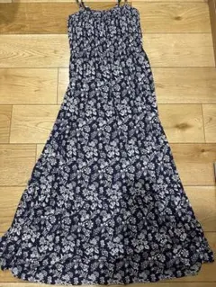 【新品未使用】UNIQLO 花柄 キャミワンピース ロング丈 ネイビー