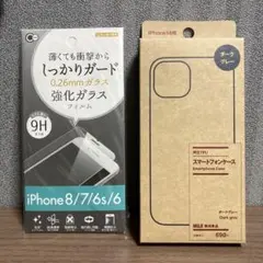 無印良品　MUJI iPhone 14用 ダークグレーケースと強化ガラスフィルム