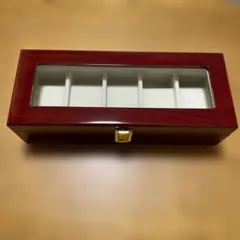ダークレッド木製コレクションボックス 5仕切り