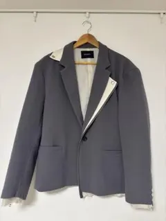 GRANCY リバースレイヤードデザインテーラードジャケット Lサイズ グレー