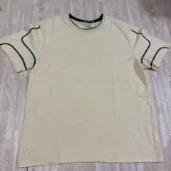 クリーム色 グリーンライン Tシャツ XL スポーツ 服 黄色 シンプル