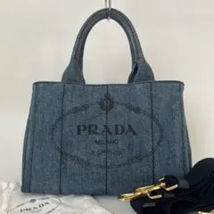 【極美品】プラダ カナパS 2way トートバッグ デニム ブルー 1BG439