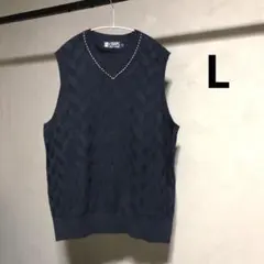 CHAPS RALPH LAUREN コットンニットベスト ネイビー L 薄手のサムネイル