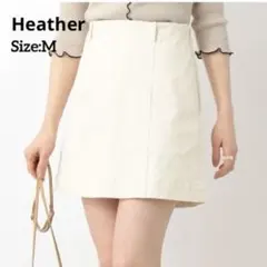 【美品】ヘザー Heather 台形ミニスカート M アイボリー 白 後ろゴムのサムネイル