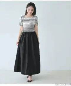 coca コカ　ボーダー切り替えワンピース　ブラック　Mサイズのサムネイル