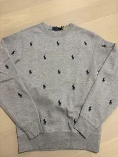 Polo Ralph Lauren グレー スウェットレーナーポニー刺繍総柄XS