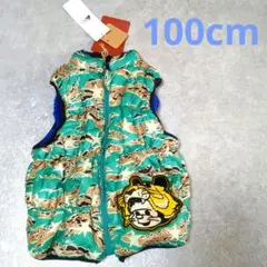 新品HOWDY DOODYS 迷彩柄リバーシブルダウンベスト 100cmグリーン