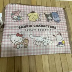 しまむら　サンリオキャラクターズ　ピンクチェック　エコバッグ　ショッピングバッグ