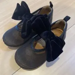 H&M ベルベットリボンバレエシューズ フォーマルシューズ 12.5(22)美品