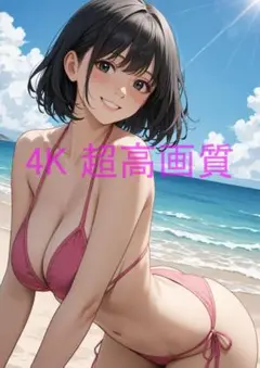 月屋 1点物 高画質 A4 ポスター アニメ イラスト ビキニ 水着 #0418