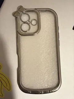 iPhone16専用ケース シルバーリボン