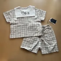 Cottoli セーラーセットアップ　ベージュチェック　80