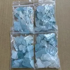 シーグラス 水色・白系 4袋セット 工作素材