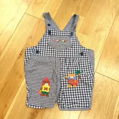 ミキハウス　オーバーオール　サロペット　レトロ　レア　チェック　くま