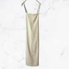 14281 チャオパニック ロングキャミワンピース ジャンパースカート 黄緑