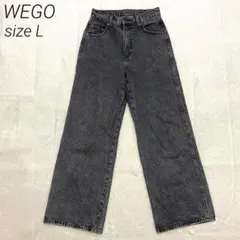 WEGO ワイドブラックデニムパンツ ダメージ加工 ケミカル レディース L