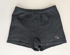 黒パン ハートストーン装飾 オーバーパンツ ショートパンツ 150cm