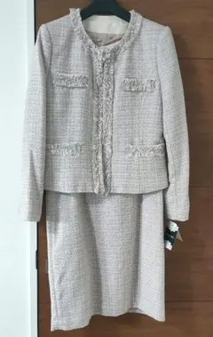 華やかラメツイード★ワンピース＆ジャケット2点セットスーツ★入学式・入園式9AR