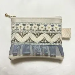 インド刺繍リボン　ポーチ