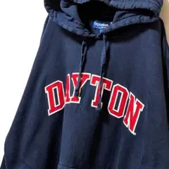 ビッグコットン デイトン ロゴ刺繍 スウェットパーカー ネイビー紺色XL古着