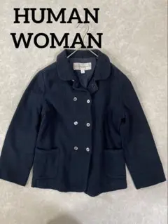 ⑧HUMAN WOMAN ネイビー ダブルブレストジャケット サイズMのサムネイル