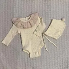 ベビー　ロンパース　長袖　ボンネット