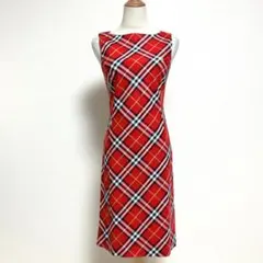 【美品】バーバリーブルーレーベル ワンピース ノバチェック 赤 レッド 38 M