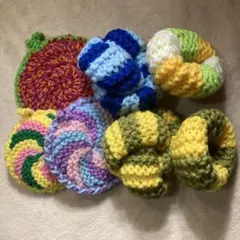ハンドメイド カラフルアクリルたわし7個セット