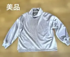 あったかトレーナー　裏スエード調　ハイネック　リブ　コーデュロイ　タートル　モカ