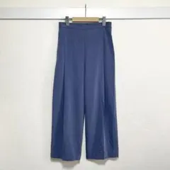 ViS ビス ワイドパンツ zip L ゆったり ブルー 美脚　仕事 オフィス