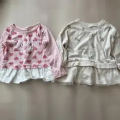 ハート柄とウサギ柄のトップス2点セット
