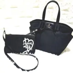 LANVIN en Bleu 3WAY ハンド ショルダーバッグ 黒 リボン